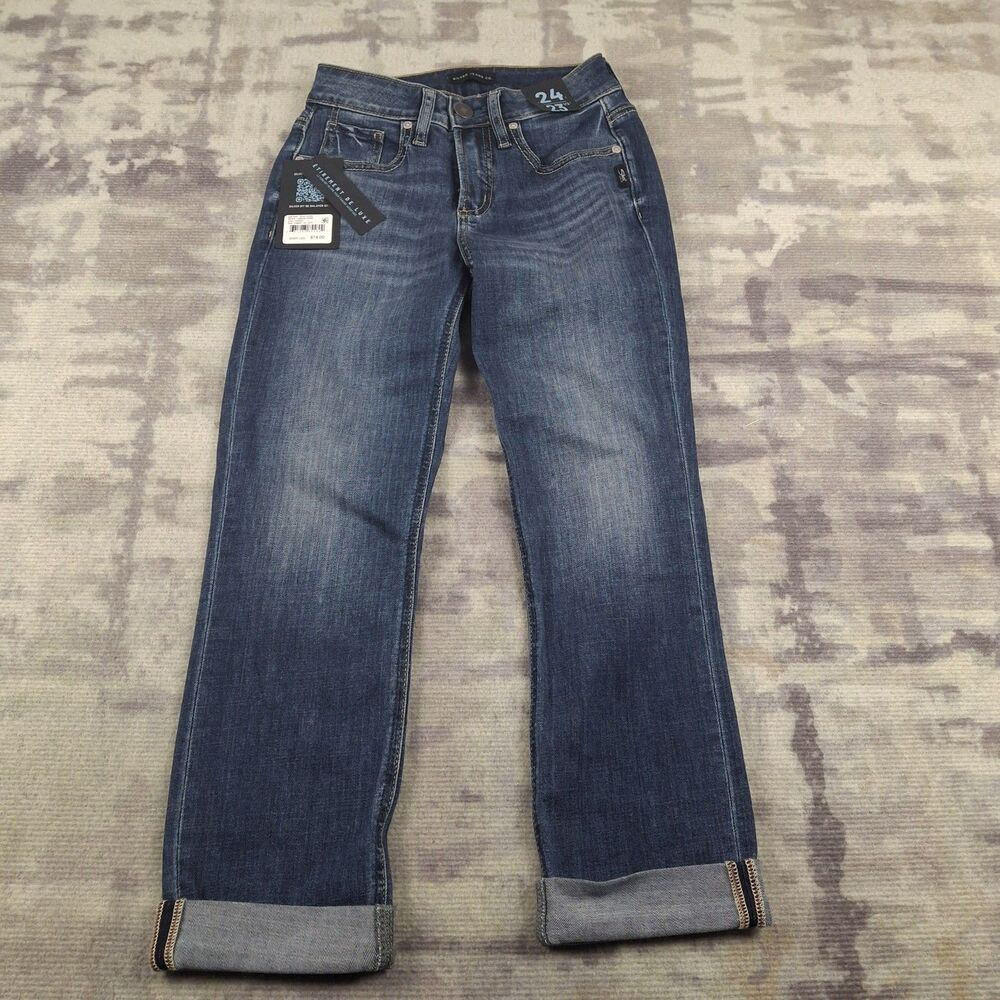 Silver Jeans Suki Capri NWT Women's 24 Indigo Curvy Mid Rise Stretch...